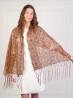 Sequined Flower Mesh Scarf W/ Fringe